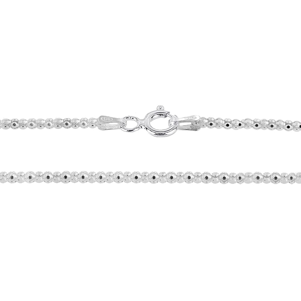 Pulseira Prata Pipoca Diamantada 17cm · 1mm