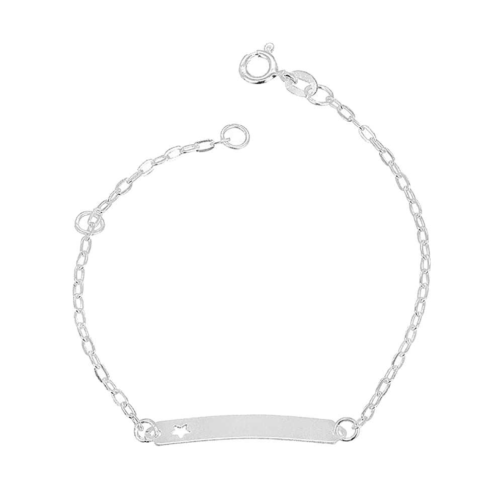 Pulseira Prata Infantil Chapinha Estrela Vazada