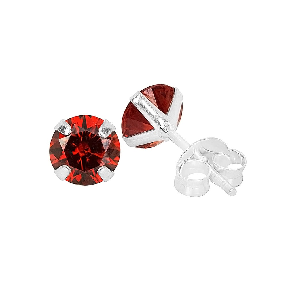 Brinco Prat Zircônia Redonda Rubi 4mm